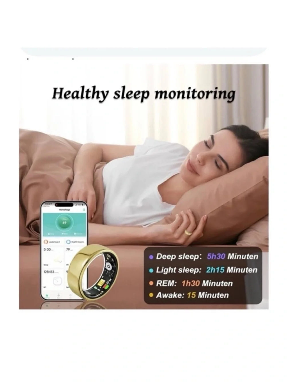 🆕- Smart Ring Health Tracker Sleep Tracking Heart Rate Fitness Monitor Black-10
